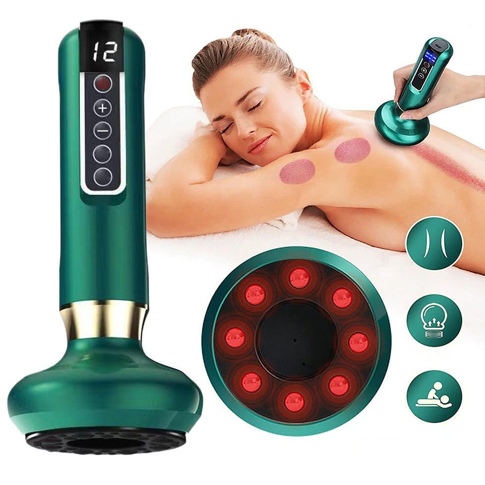 Aparat de masaj anticelulitic cu ventuza, terapie prin vacuum, scrapping si lumina rosie cu functie de incalzire