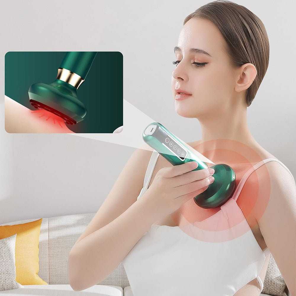 Aparat de masaj anticelulitic cu ventuza, terapie prin vacuum, scrapping si lumina rosie cu functie de incalzire