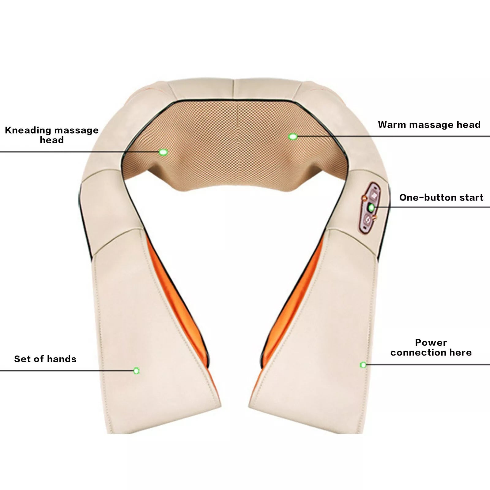 Aparat de masaj cervical, cu incalzire, infrarosu si bile, pentru umeri si gat, 24W, piele