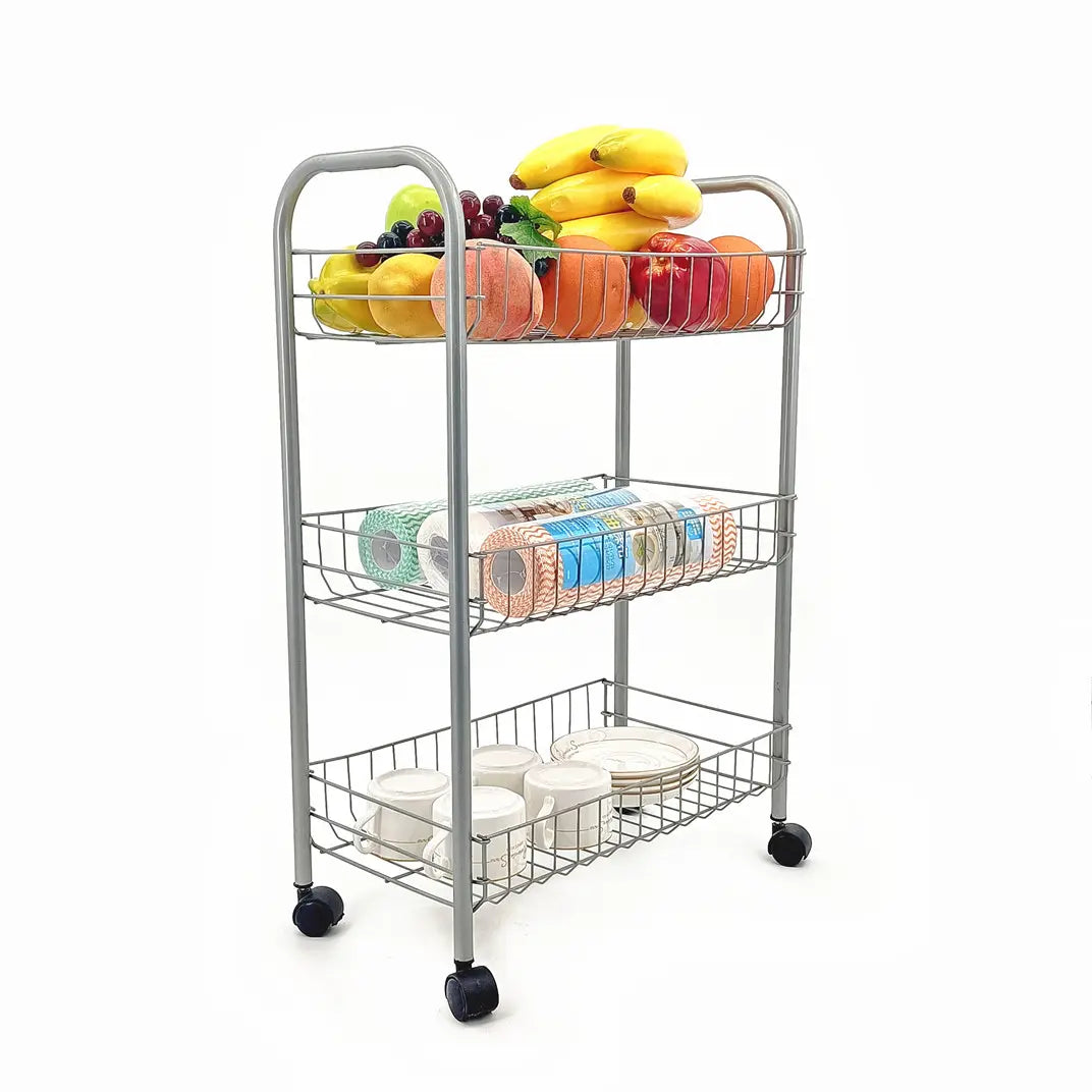 Cărucior mobil cu 3 rafturi pentru baie si bucatarie