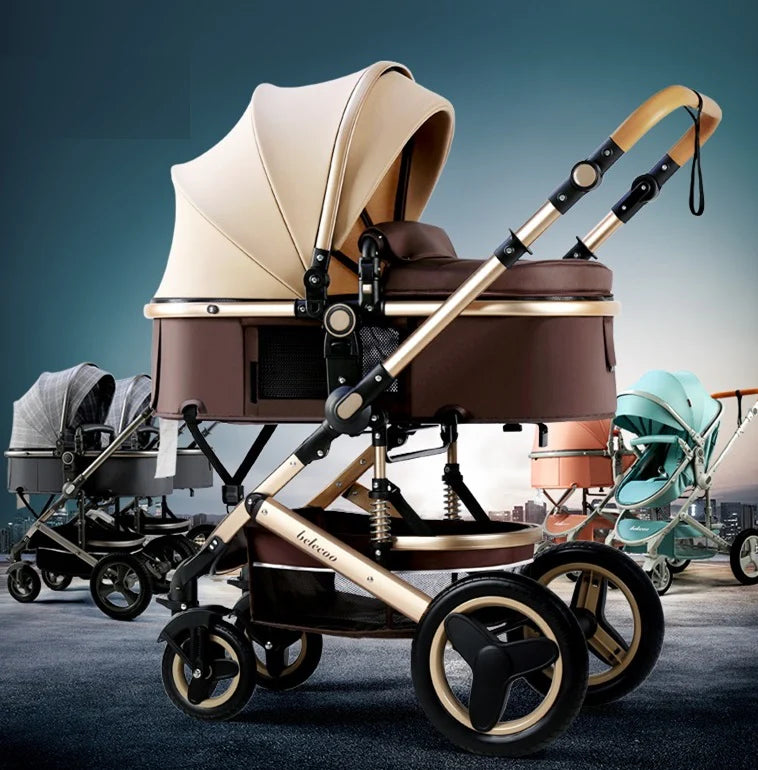 Carucior 2 in 1 pentru copii, pliabil, cu suspensii, transformabil landou-sport, 0-36 luni, cos pentru accesorii