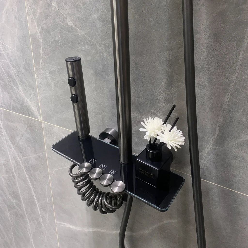 Coloana Dus Inox Crom Negru Duza Masaj Patrata 25cm Sistem Dus Modern