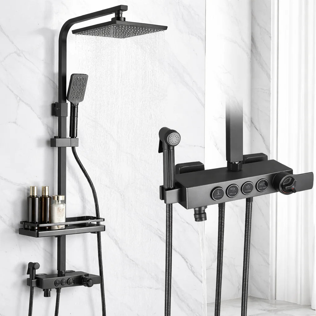 Coloana dus premium, cu termostat, 4 functii – set complet baie moderna