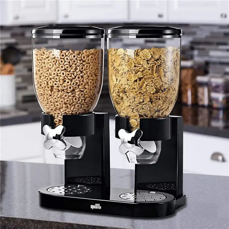 Dispenser dublu pentru musli, cereale, nuci, fulgi de porumb si bomboane