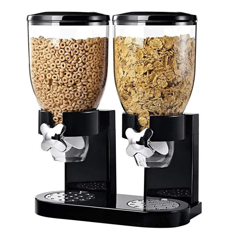 Dispenser dublu pentru musli, cereale, nuci, fulgi de porumb si bomboane