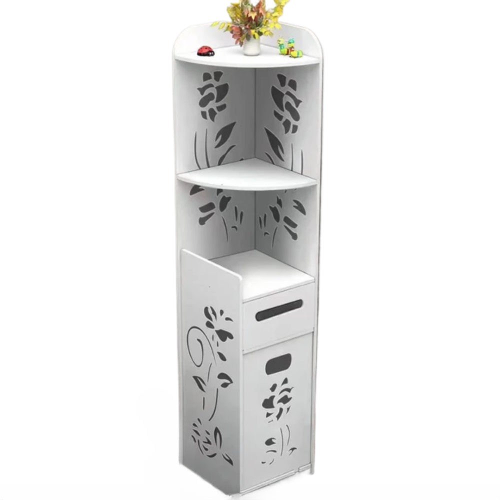 Dulap vertical de colt pentru baie, finisaje moderne,100 x 24 x24 cm alb