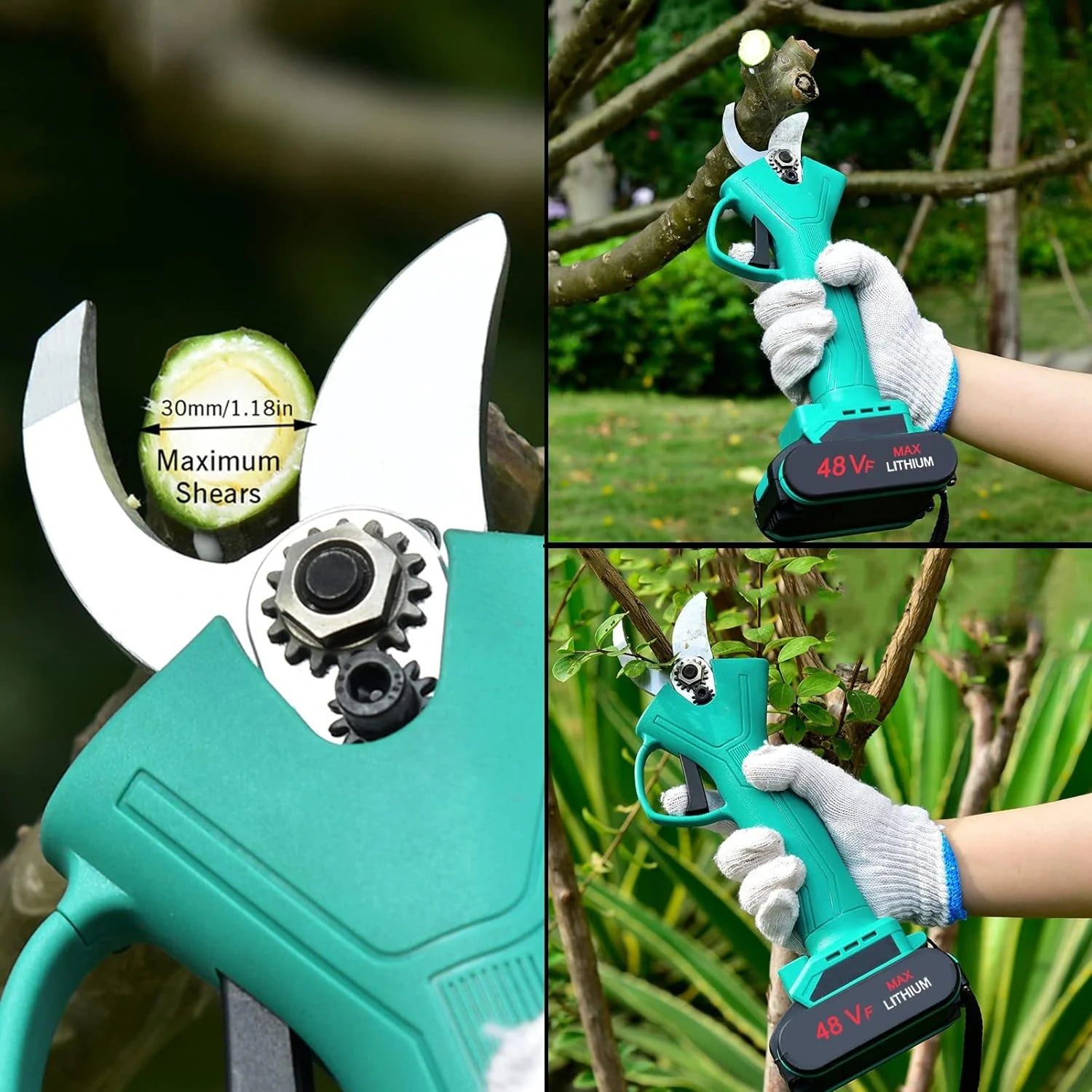 Foarfeca electrica pentru vita de vie si crengi, 2 acumulatori 48V, 2Ah