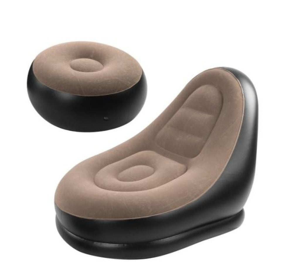 Fotoliu gonflabil cu suport pentru picioare, invelis catifelat