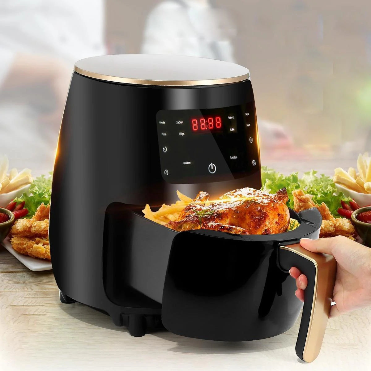 Friteuza cu aer cald, S-18 Air Fryer, 2400W, capacitate 6L ,afisaj digital, LCD Touch control