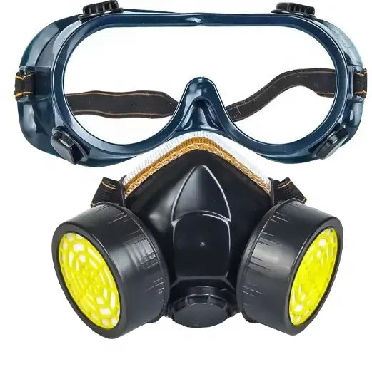 Masca de protectie, anti praf si vapori, anti-poluare, cu 2 filtre de carbon activ si ochelari