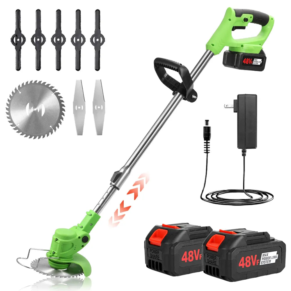 Motocoasa electrica 48V, 4000 mAh, 18000 RPM, cu 2 acumulatori