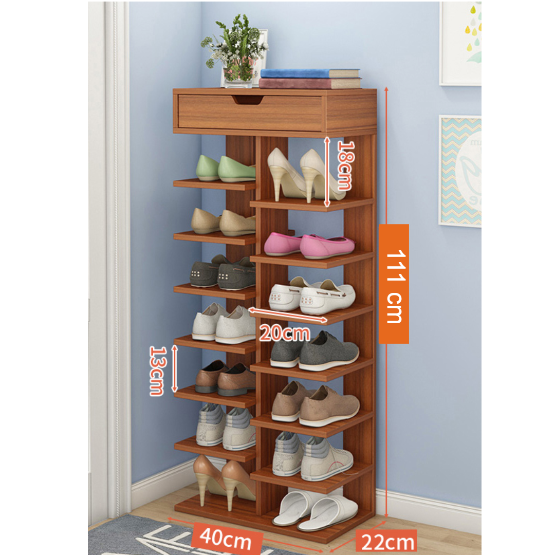 Pantofar cu 7 Etaje din PAL - Organizator Pantofi Elegant, Culoare Lemn , Maro