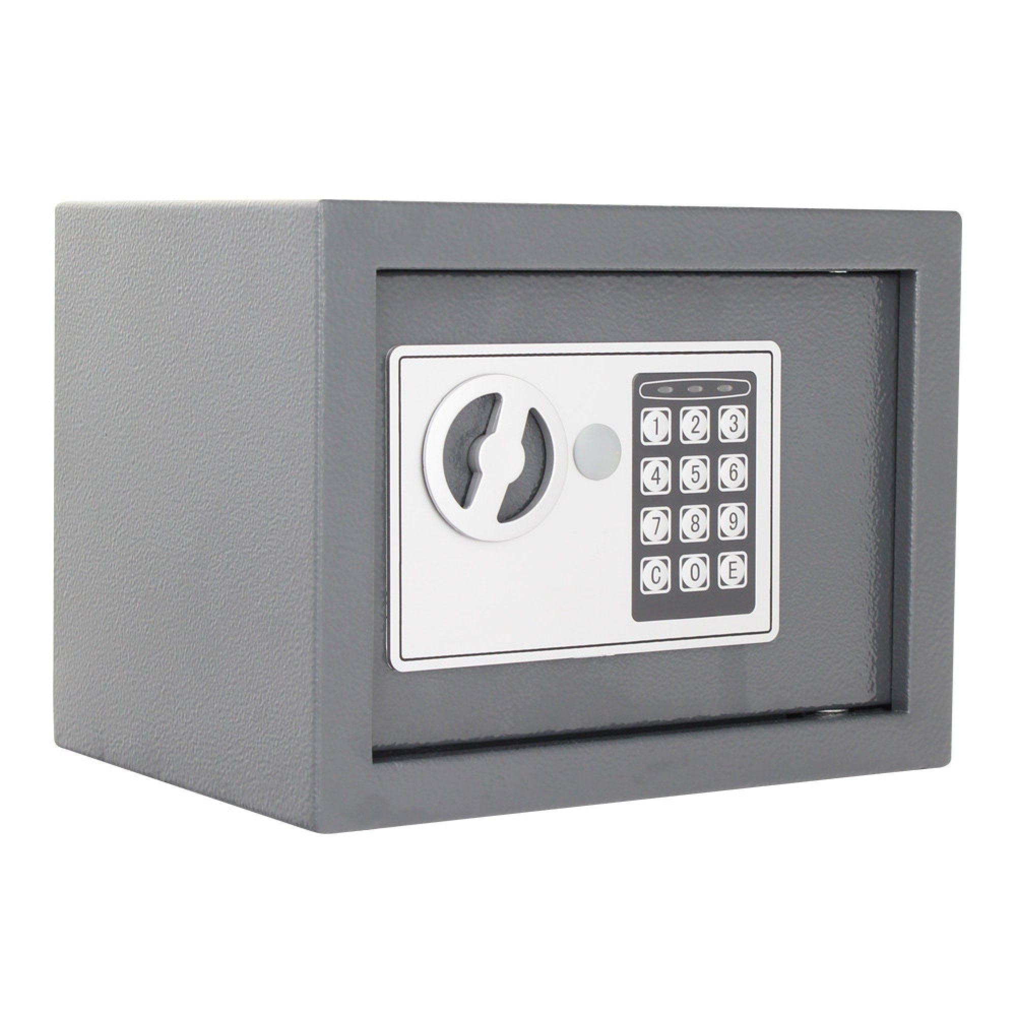 Seif metalic din otel cu inchidere electronica si cheie, 23 x 17 x 17 cm