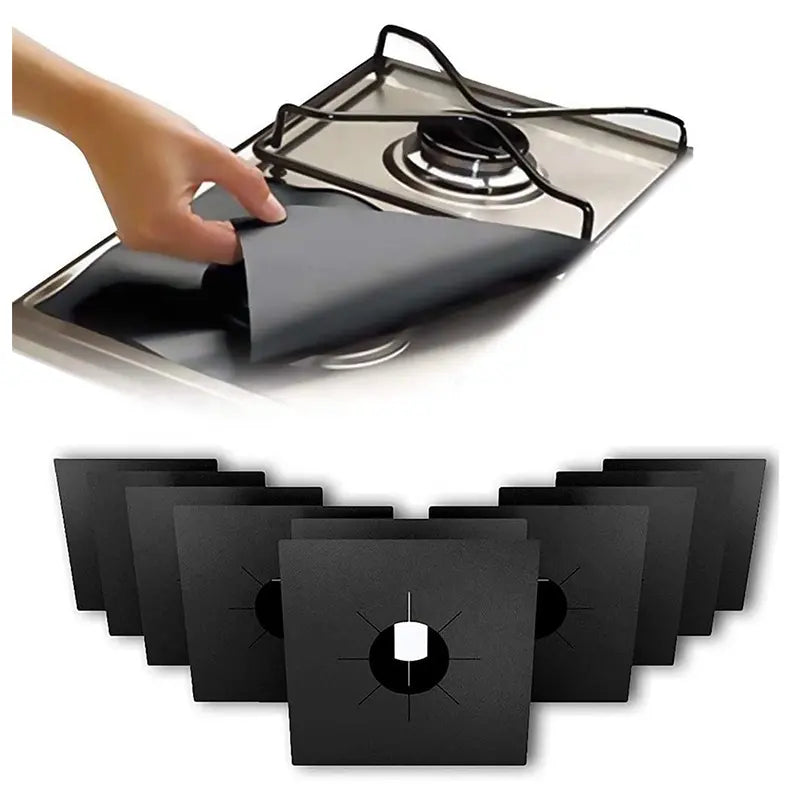 Set 4 folii detasabile de protectie pentru aragaz, usor de spalat, din teflon