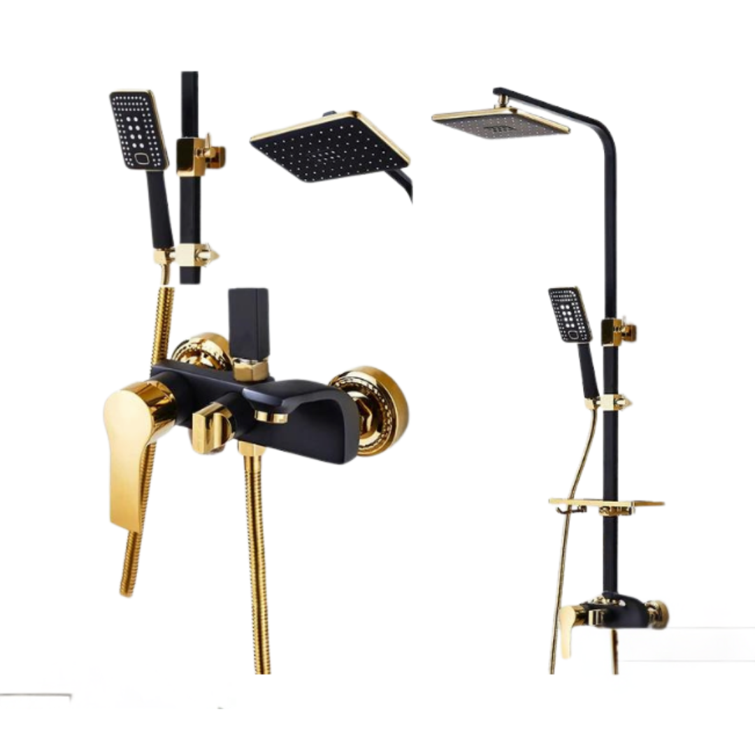 Set Coloana de Dus Premium cu Design Elegant în Negru și Auriu