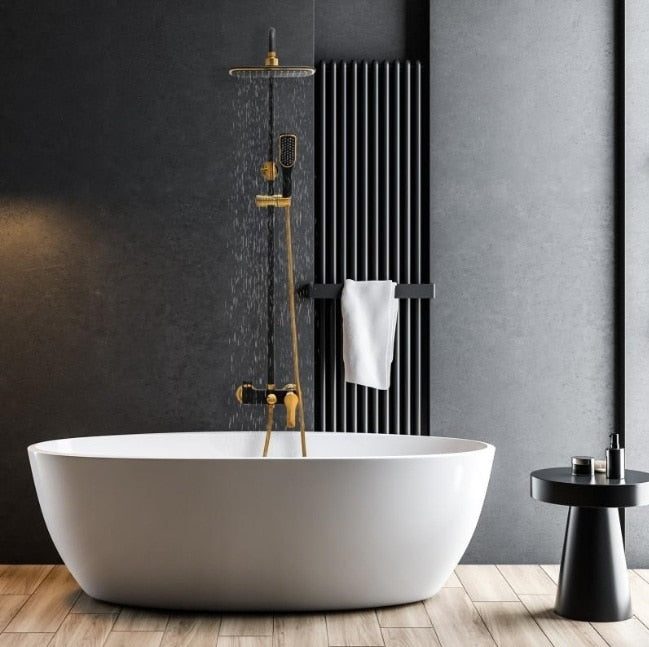 Set Coloana de Dus Premium cu Design Elegant în Negru și Auriu