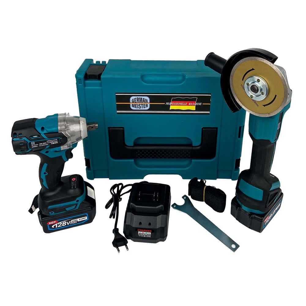 Set Trusa Masina cu Impact + Polizor Unghiular cu 2 Acumulatori 48V 8AH