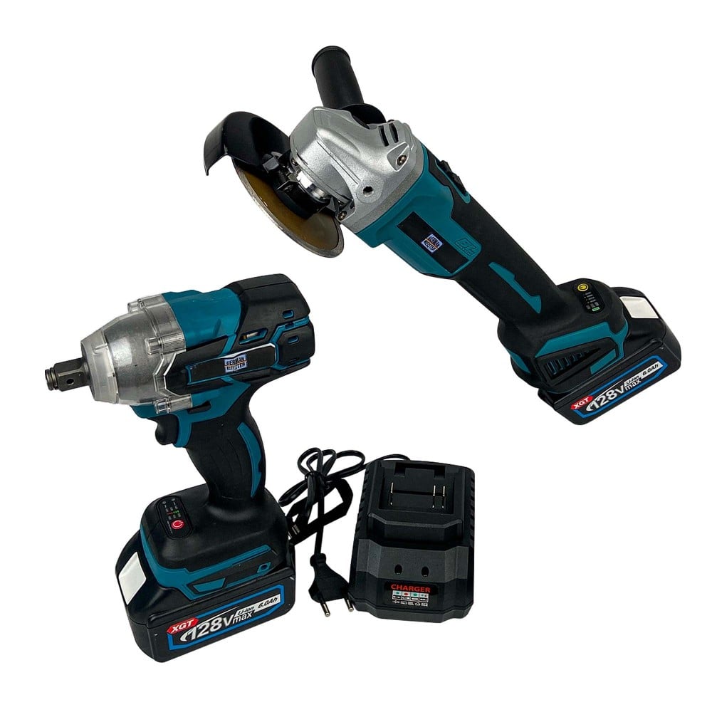 Set Trusa Masina cu Impact + Polizor Unghiular cu 2 Acumulatori 48V 8AH