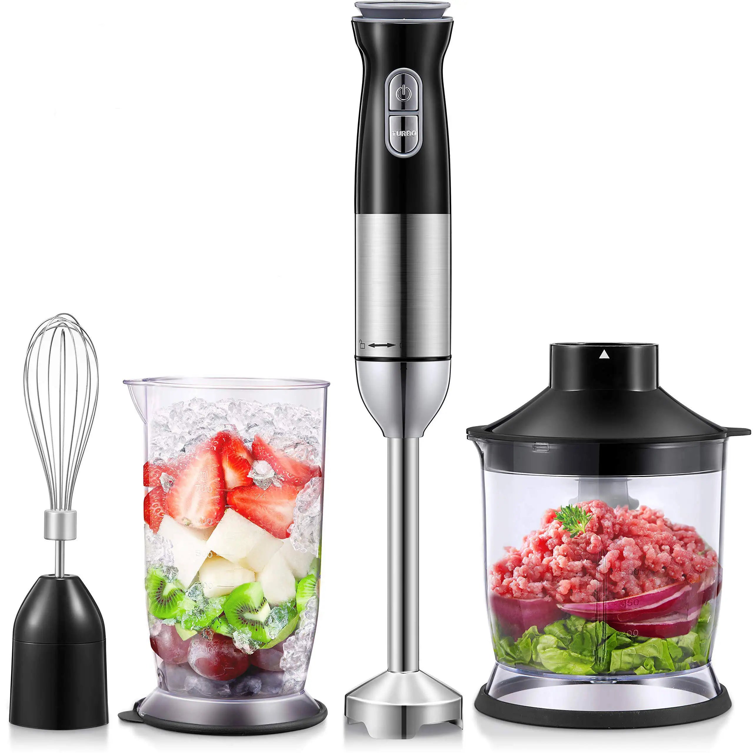 Set blender de mana 4 in 1, 1500W cu 9 viteze și functie turbo