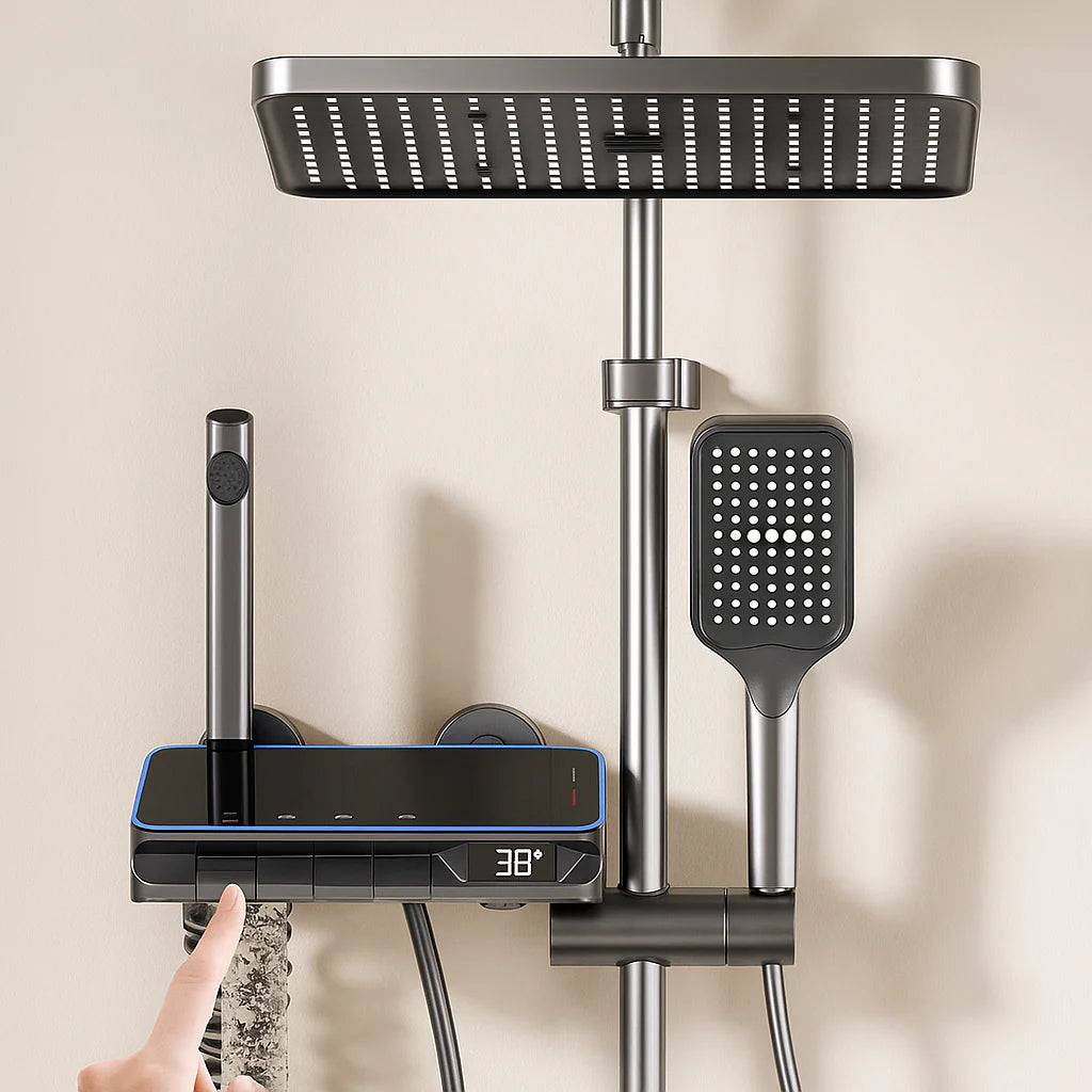 Set coloana de dus cu afișaj LED si comenzi Piano,finisaj Gri-Negru Mat
