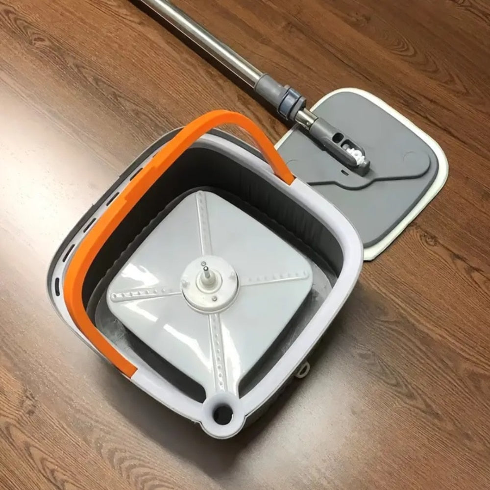 Set mop cu galeata, mop rotativ si microfiba, maner otel inoxidabil, stoarcere automata +2 rezerve