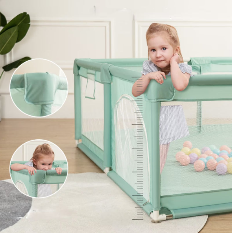 Tarc de Joaca Premium pentru Copii, Design Spatios si Sigur, Plasa de Protectie, Usa cu Fermoar, 130x130x60cm