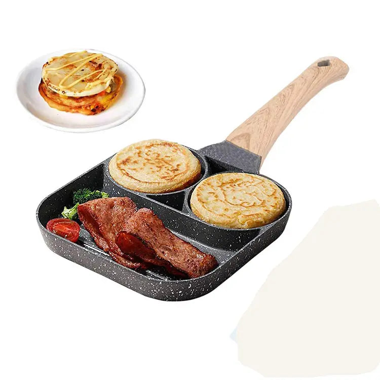 Tigaie antiaderenta cu 2 compartimente si zona de grill, material aliaj de aluminiu