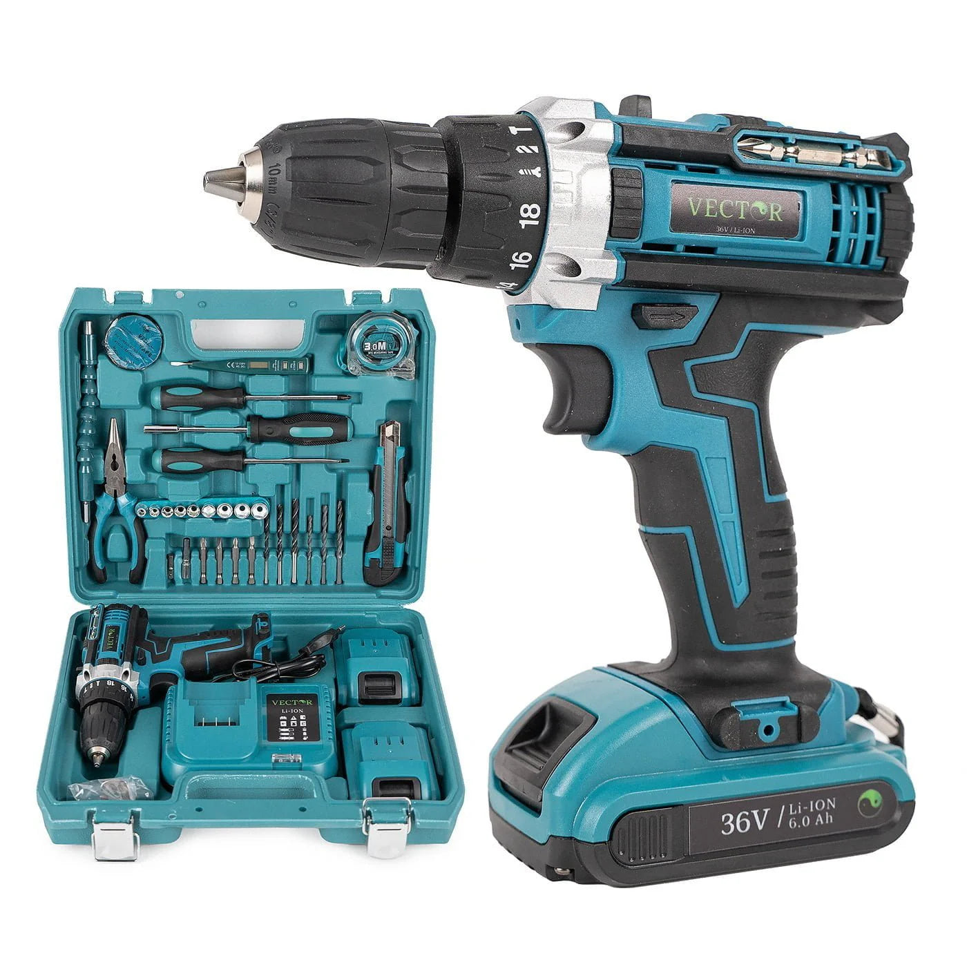 Trusa Bormasina 36V cu 2 acumulatori si incarcator + 37 Accesorii