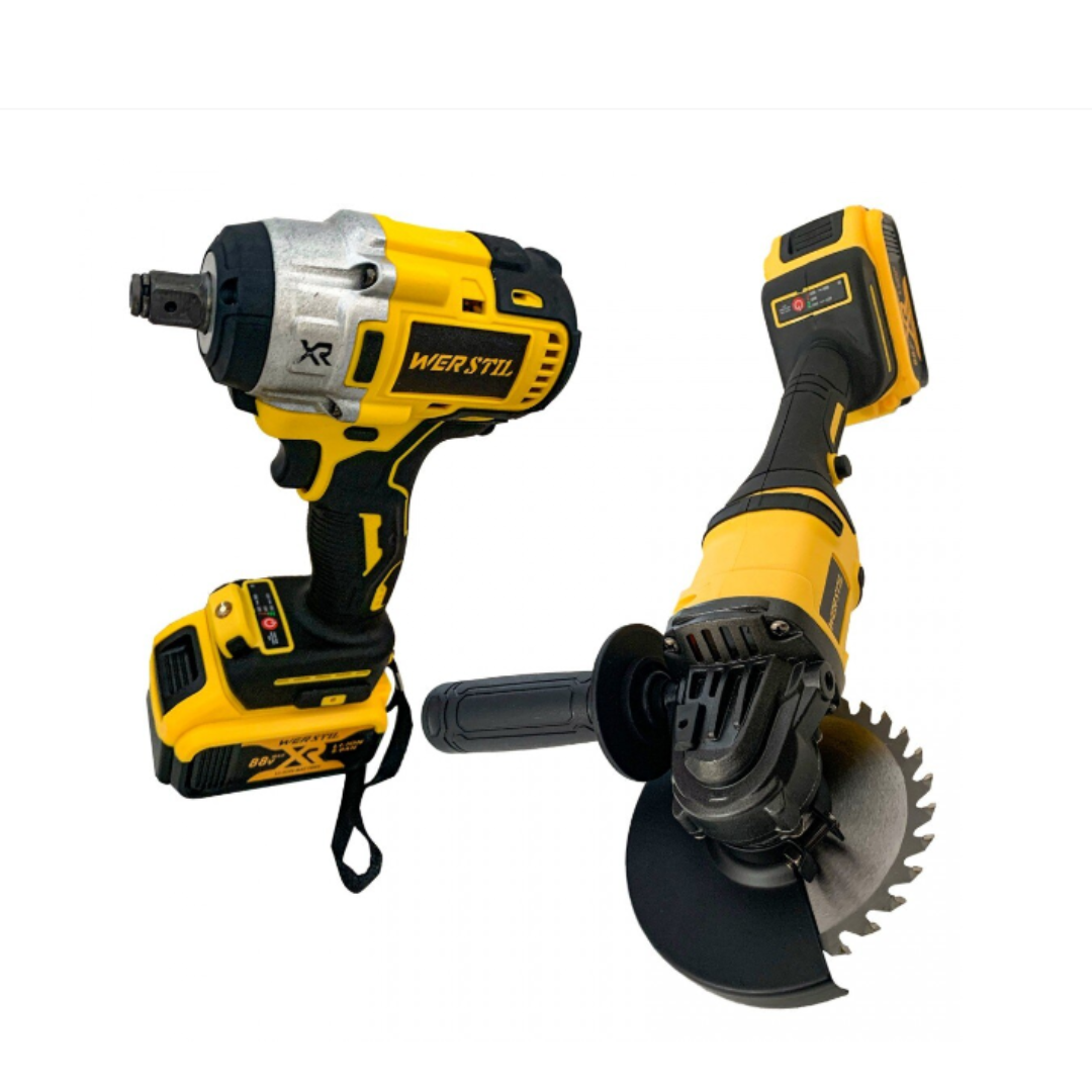 Trusa Masina cu Impact + Polizor Unghiular / Flex Brushless cu 2 Acumulatori 48V 5AH, Incarcator Rapid, Trusa Transport