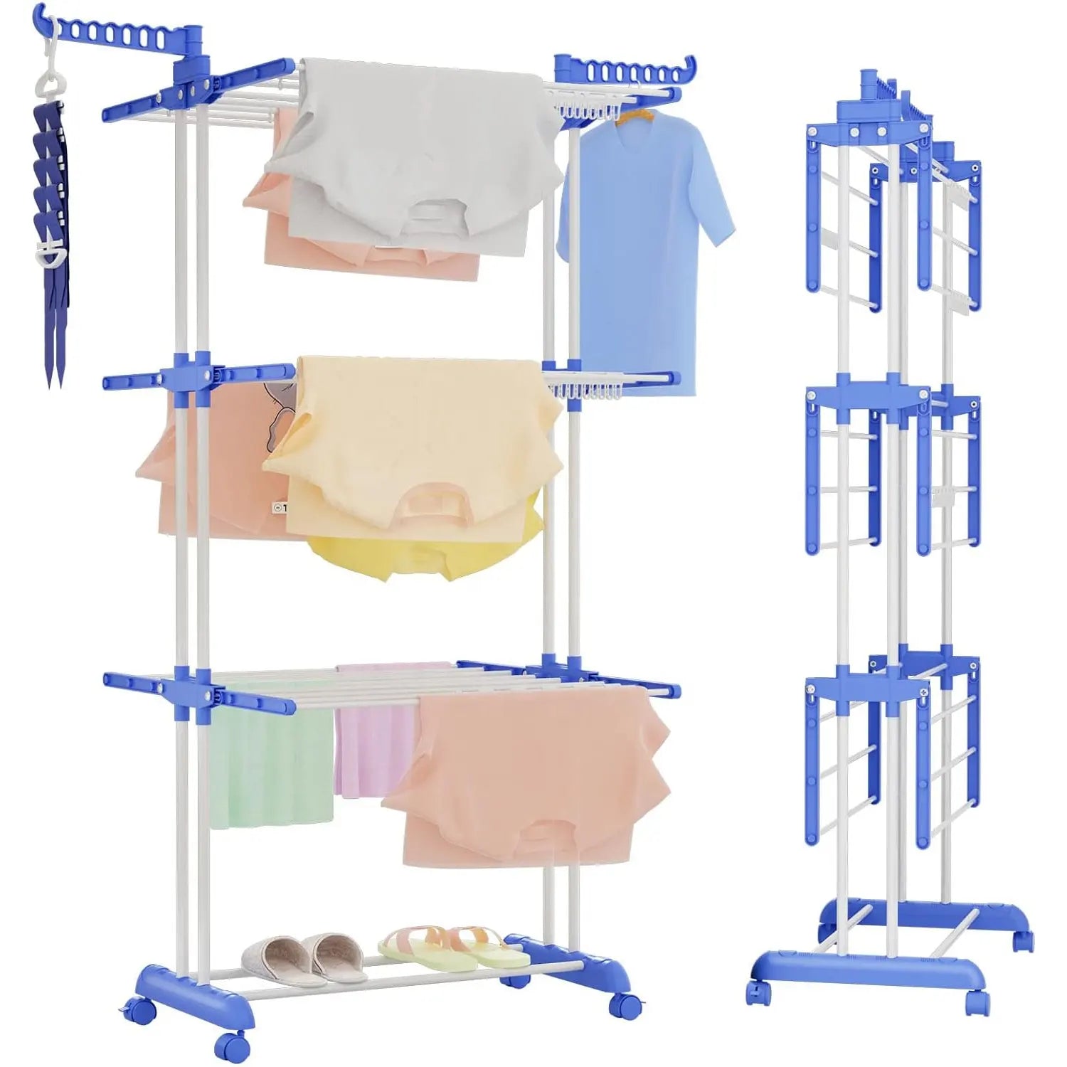 Uscator verticalâ, mobil si pliabil pentru rufe cu suport umerase, inaltime 173cm