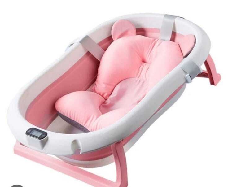 Cadita pliabila pentru bebelusi, termometru electronic incorporat, cu suport pernuta, picioruse antiderapante