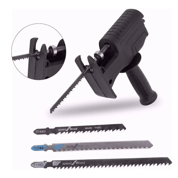 Adaptor tip fierastrau sabie soricel, pentru bormasina, 3 lame incluse