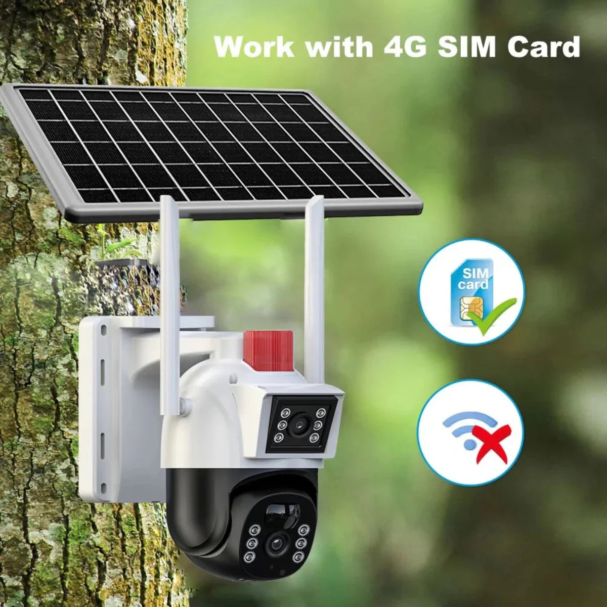 Camera de Supraveghere Solara Dubla, Dasgut - 6MP, cu SIM 4G, Aplicatie V380Pro