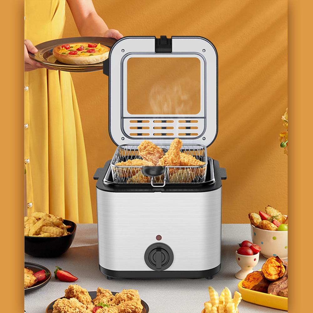 Friteuza multifunctionala, pentru prajit si copt, putere 2000W, capacitate 2,5L, din otel inoxidabil, cu cos din inox