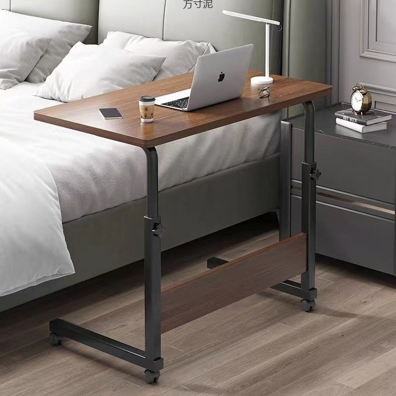 Masuta Laptop Reglabila cu Roti pentru Canapea si Pat, Blat Lemn, Cadru Metalic, Inaltime Ajustabila 68–90 cm